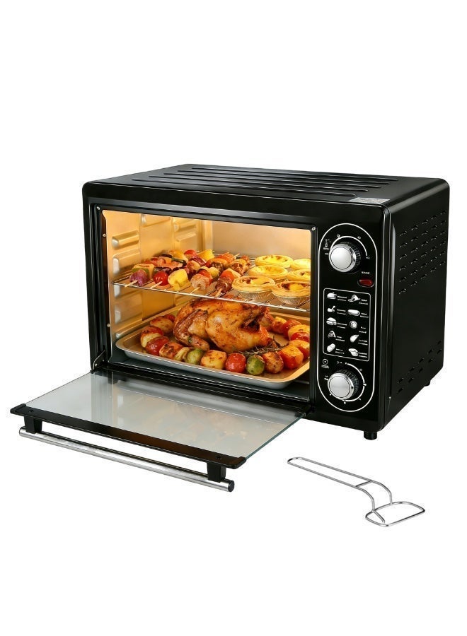 Arabayt Electric Oven,Oven Machine 48L 220V 2000W,60 min timer and auto-shutoff,Heating Elements,Thermostat,Includes Backing Pan and Rack (Black 48 litres) - Image 1